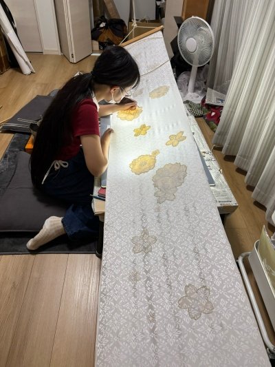 振袖を制作中