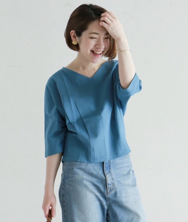 NOMBRE IMPAIR - ストライプトリコット ドルマンカットソー ¥9,180（税込）