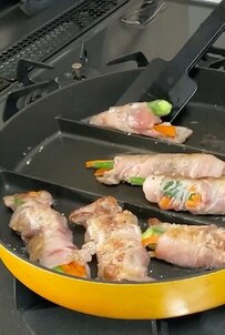 【オクラと人参の豚巻き弁当】よく食べる彼氏に作る、彩りも豊かなガッツリ弁当が話題