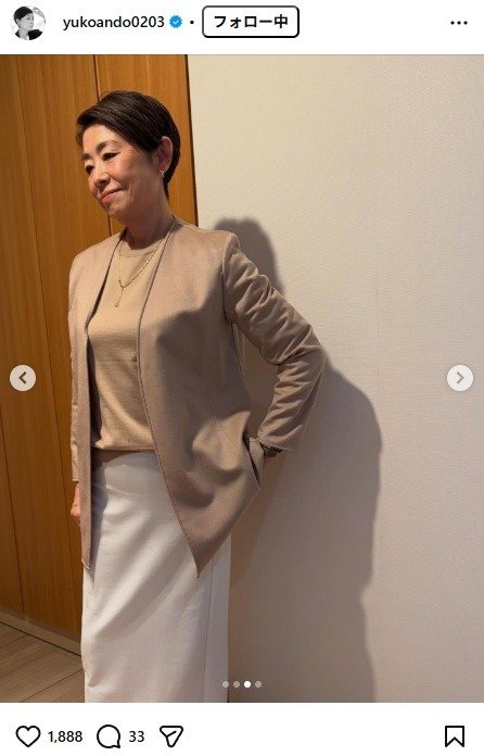 出所：安藤優子のInstagram（＠yukoando0203）　参照日：2026年3月3日
