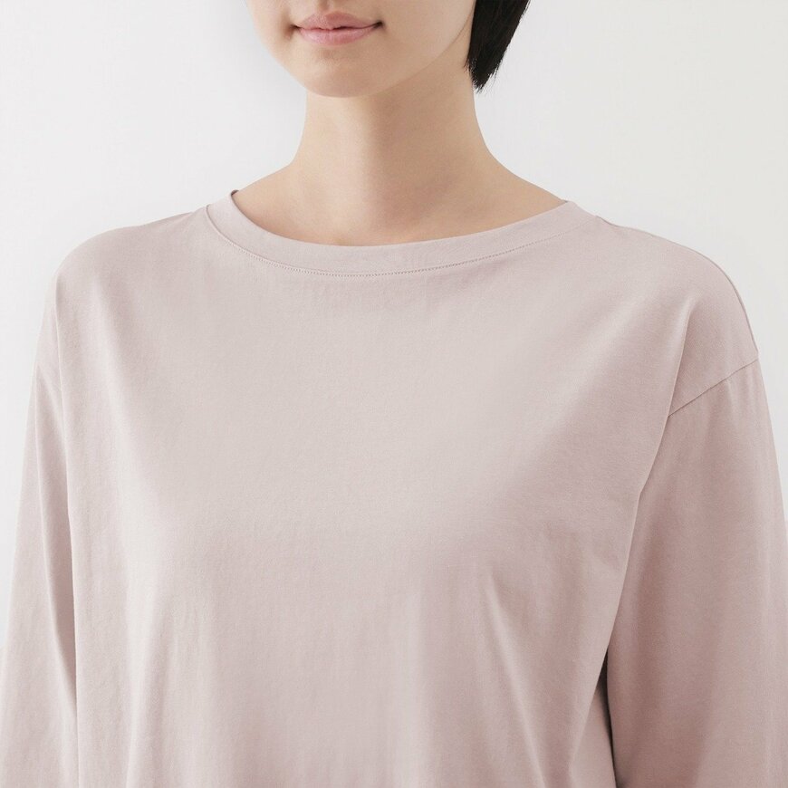 出所：無印良品公式　婦人　天竺編みボートネック七分袖Ｔシャツ