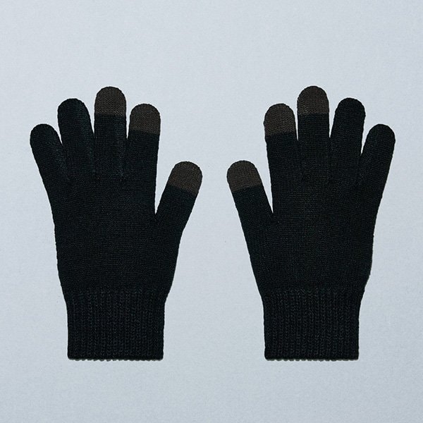 ファミリーマート　ウール混手袋 くろ　画像