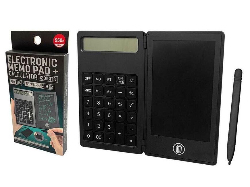 出所：公式通販ダイソーネットストア 電卓＋電子メモパッド