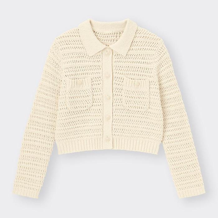 春まで使えそうな新作アイテム「ブークレニットジャケット」です／出所：GU公式 ブークレニットジャケット(長袖)+E(セットアップ可能)