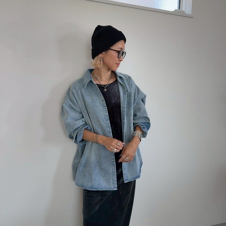 しまむら公式　レディース　ビッグデニムシャツ（anna）