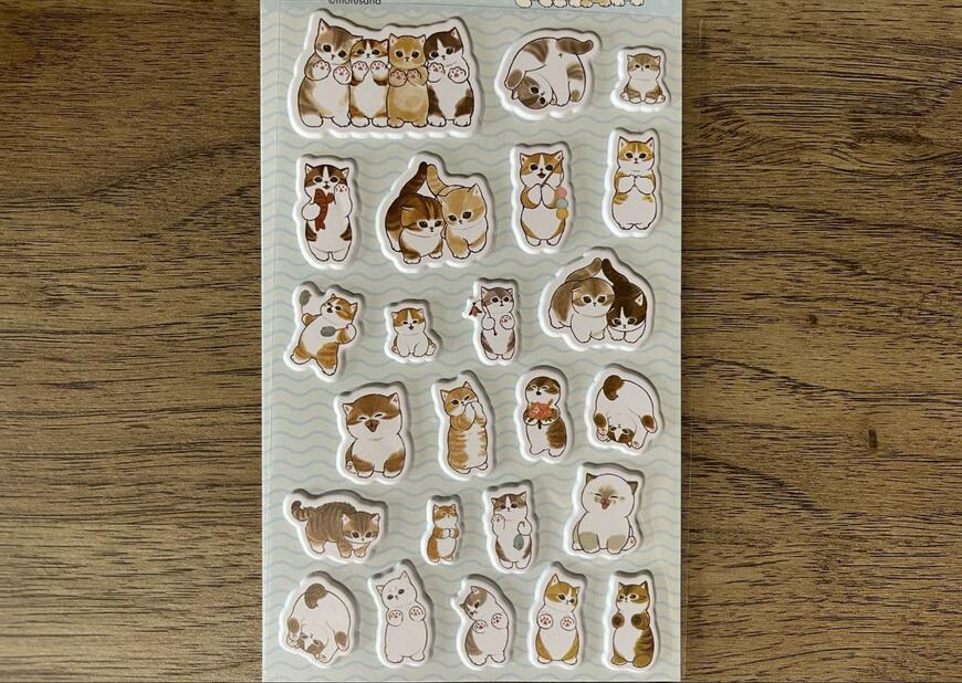 セリア、mofusand ぷくっとシール筆者撮影写真