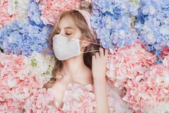 即完売したハニーズ「2個580円花柄綿レース夏マスク」7月28日にカラバリ増えて再販 