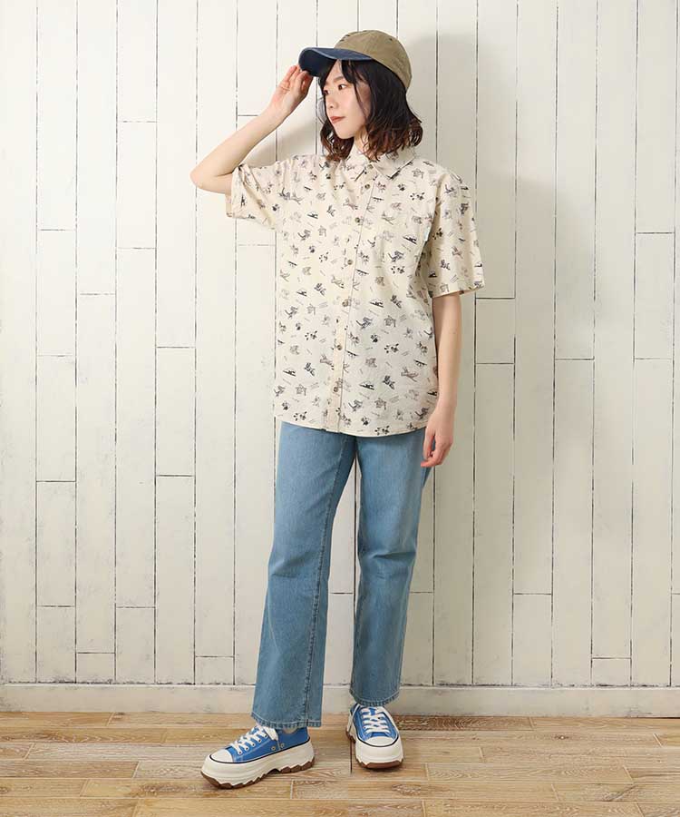 ブルーブルーエ公式　総柄プリントシャツ／フライングアニマルの画像