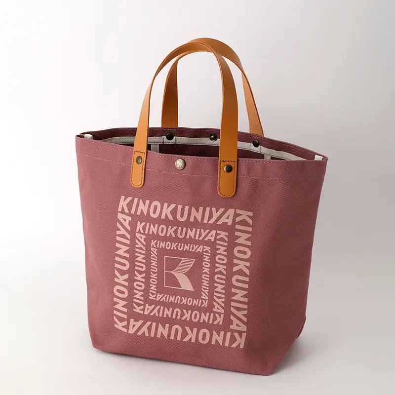 紀ノ国屋公式 レザーハンドルコットンバッグ スモークピンクの画像