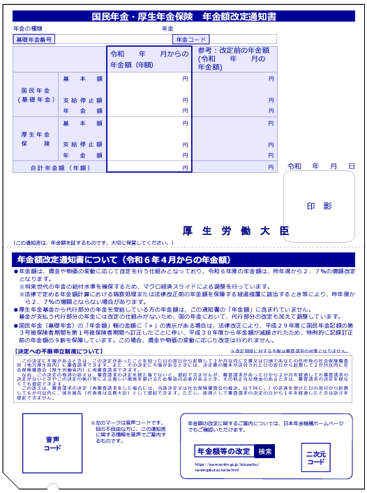 年金額改定通知書