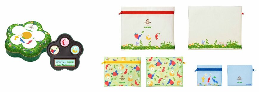 ゴディバ　「ゴディバ meets ピクミンコレクション」アソートメント4粒入 With 3ピース ポーチセット画像