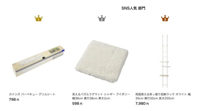 2026年上半期のカインズ人気商品ランキングSNS部門2位