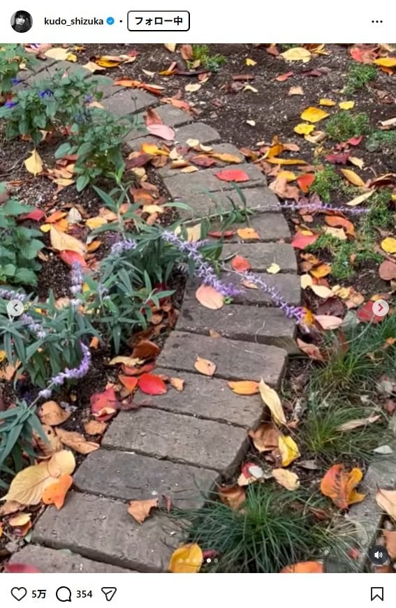 出所：工藤静香のInstagram（＠kudo_shizuka）　参照日：2025年11月25日