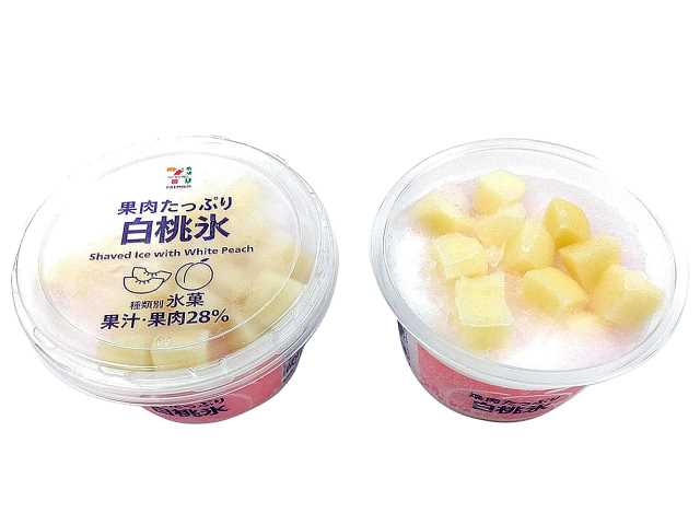 セブン-イレブンの新商品：7プレミアム　果肉たっぷり白桃氷