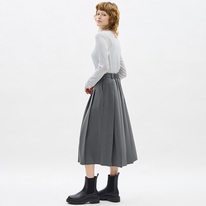 GU,リーツAラインミディスカートQ着用例画像