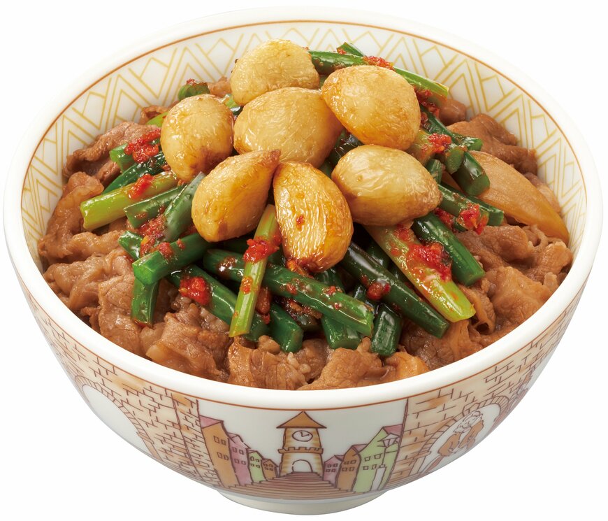 出所：株式会社ゼンショーホールディングス「【すき家】今年の夏もこれで決まり！旨辛な味わいとシャキシャキ食感がやみつきになること間違いなしすき家の夏の大人気商品「ニンニクの芽牛丼」発売！」