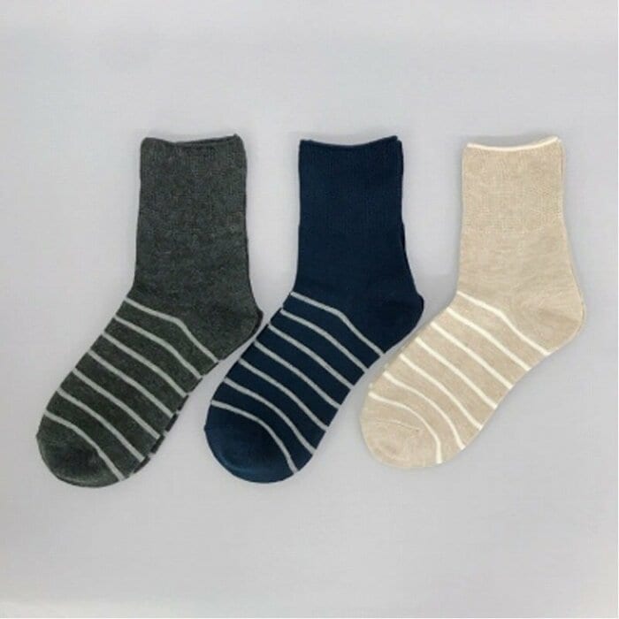 キャンドゥ、婦人ゆったり靴下 カプサイシン ボーダー商品画像