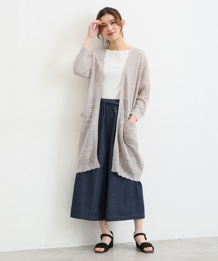 出所：ハニーズ公式通販 透かし編ロングカーデ