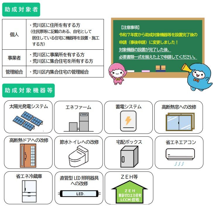 出所：荒川区「令和7年度新エコ助成事業」