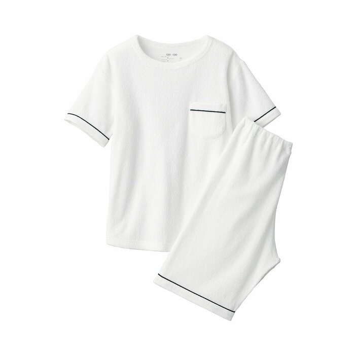 無印良品公式　キッズ　着るタオル　両面パイル　半袖ルームウェアセット