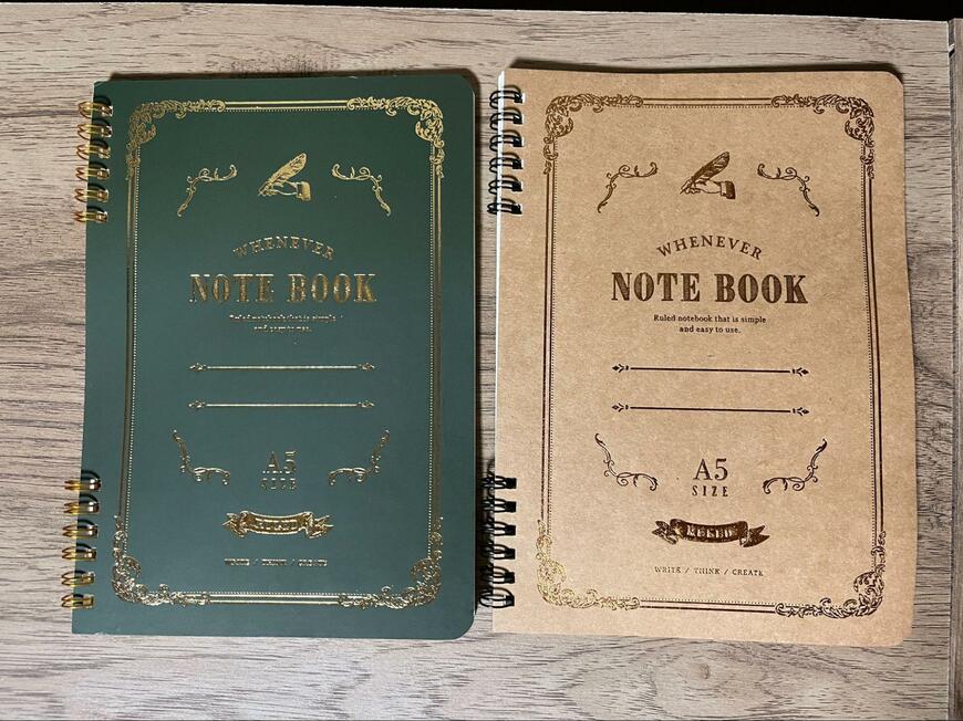 筆者撮影（キャンドゥ、A5縦Wリングノート A罫 50枚 クラシック）