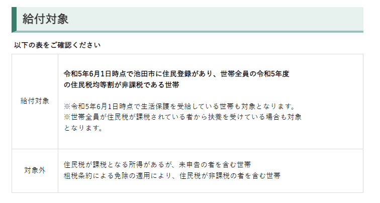 出所：池田市「【3万円給付】電力・ガス・食料品等価格高騰重点支援給付金」