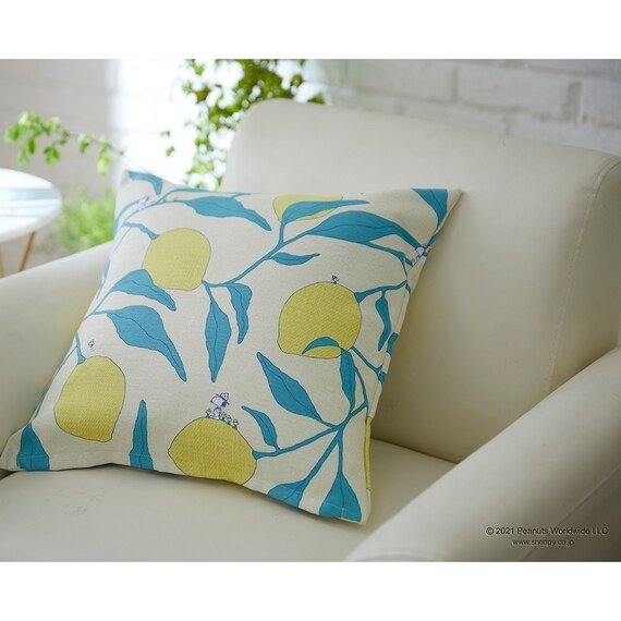 ニトリ公式 スヌーピークッションカバー キャンプレモン YE