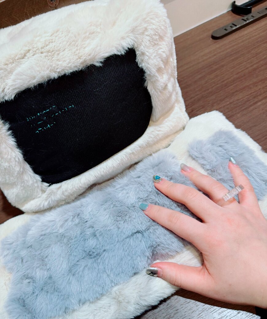 かわいい冬毛のパソコン