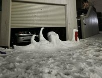 大雪の日に車庫で密かに飼っていた大ダコが脱走？リアルな大ダコの姿に「今にも動き出しそう」