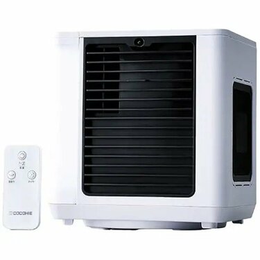 ☆美品☆冷風機 本体 ホワイト　リモコン付き 20%オフクーポンで5824円」ビックカメラの小型冷風機！吹出口から最大