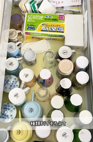 変身前の種類別で揃えていた食器棚