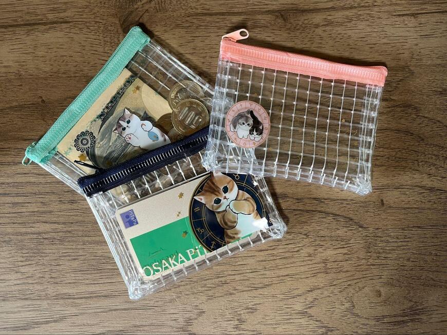 筆者撮影（セリア、mofusand ミニメッシュポーチ）