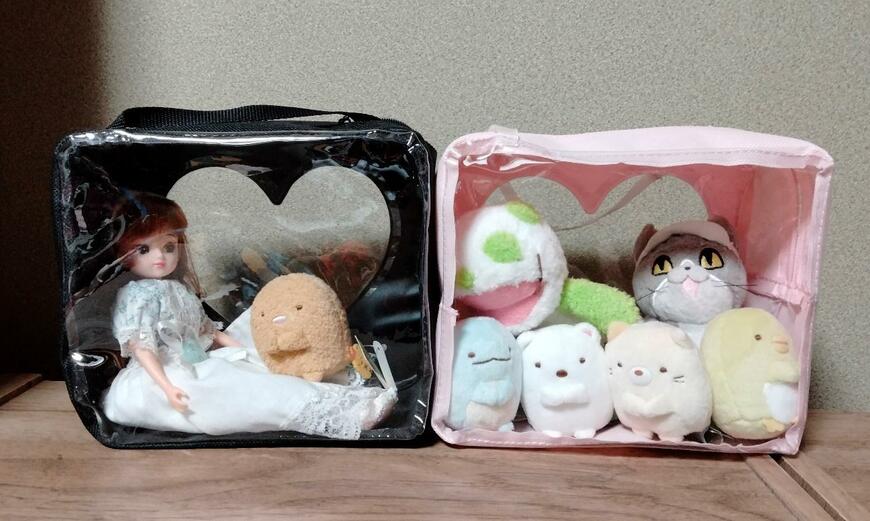 筆者撮影（セリア、ヲタコレ ぬいぐるみバッグ Lサイズ）