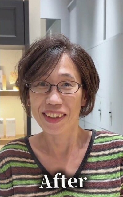 トップに高さと動きを出した、短めのショート