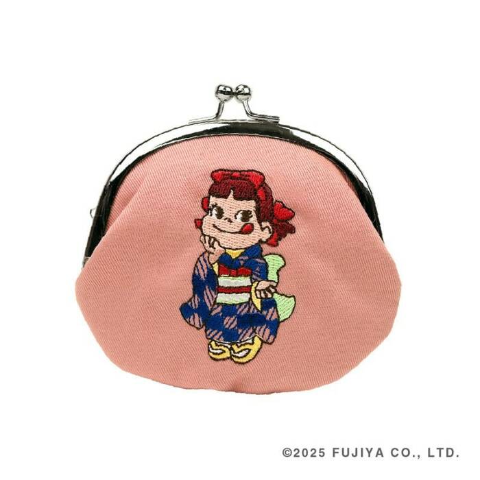 立ち姿ペコちゃん刺繍がま口（ピンク）