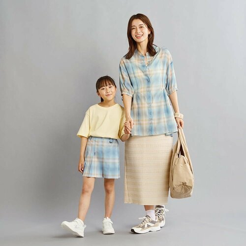 レディース撥水シアーチェックギャザーシャツ