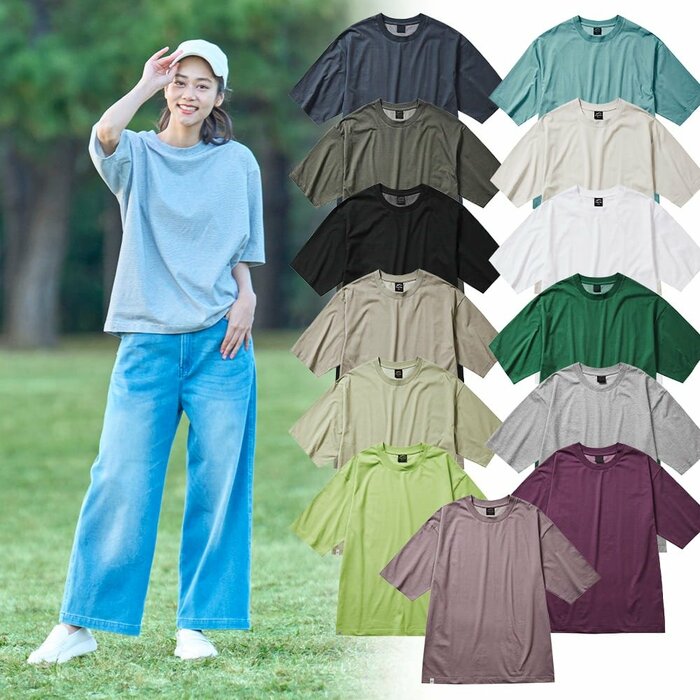 ワークマン、持続冷感-1℃コットンオーバーサイズ5分袖Tシャツ商品画像