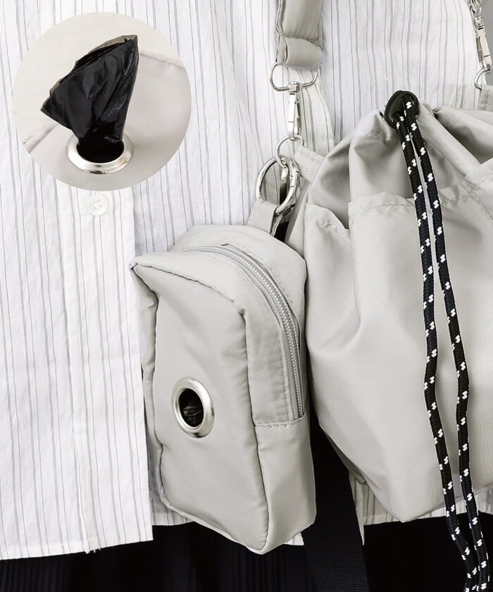 お散歩バッグのショルダーに連結できるカスタムマナー袋ポーチ