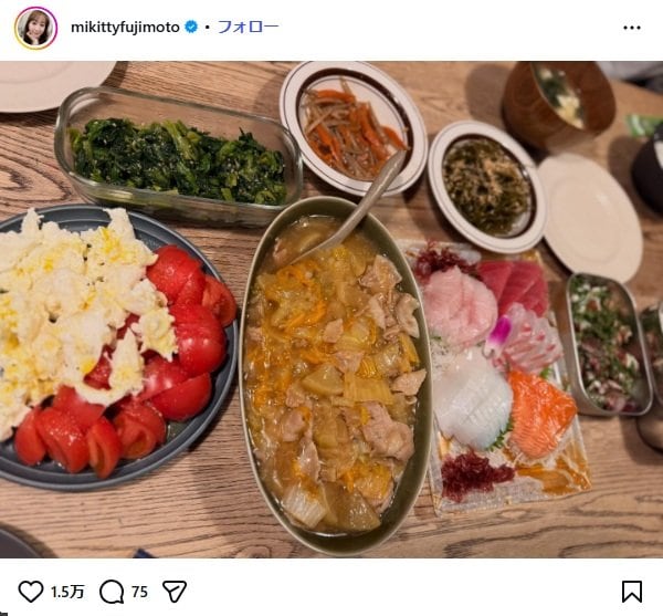 出所：藤本美貴のInstagram（＠mikittyfujimoto）参照日：2026年3月7日