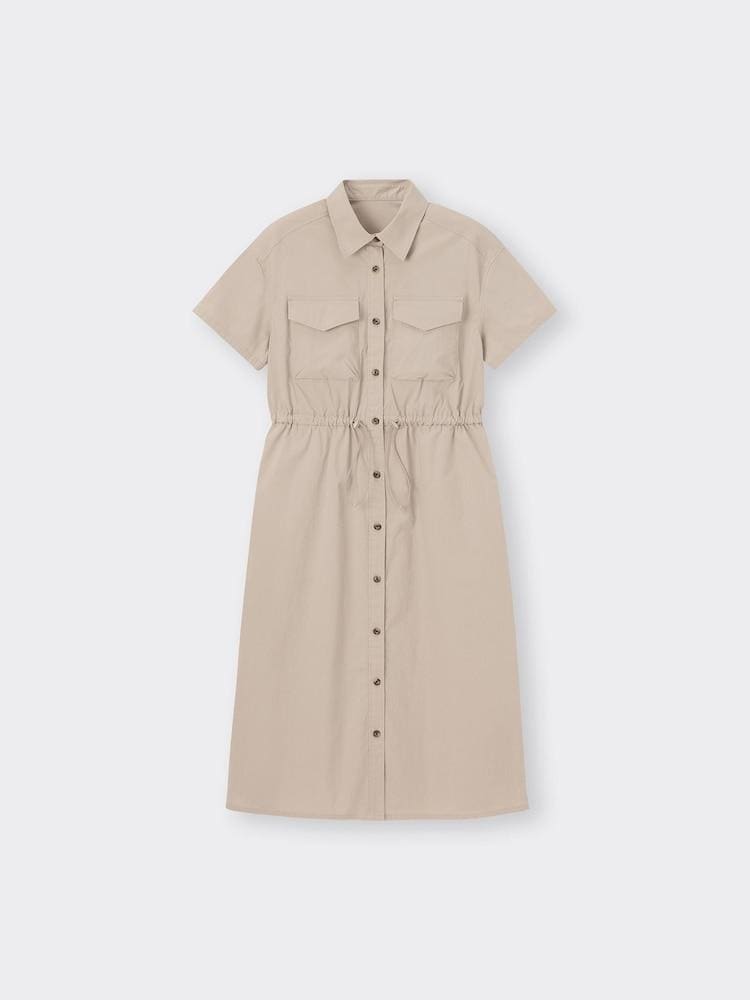 GU公式、ワークシャツワンピース(半袖)Q画像