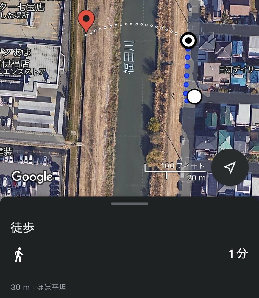 グーグルマップで案内されたルート