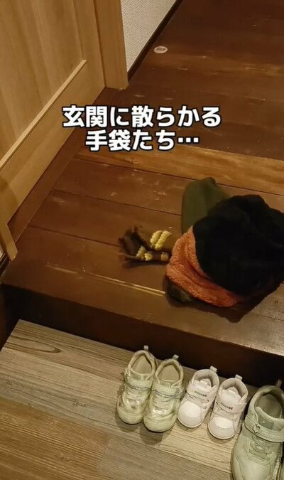 玄関に置きっぱなしの手袋