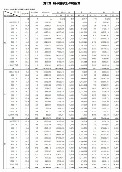 給与階級別の総括表