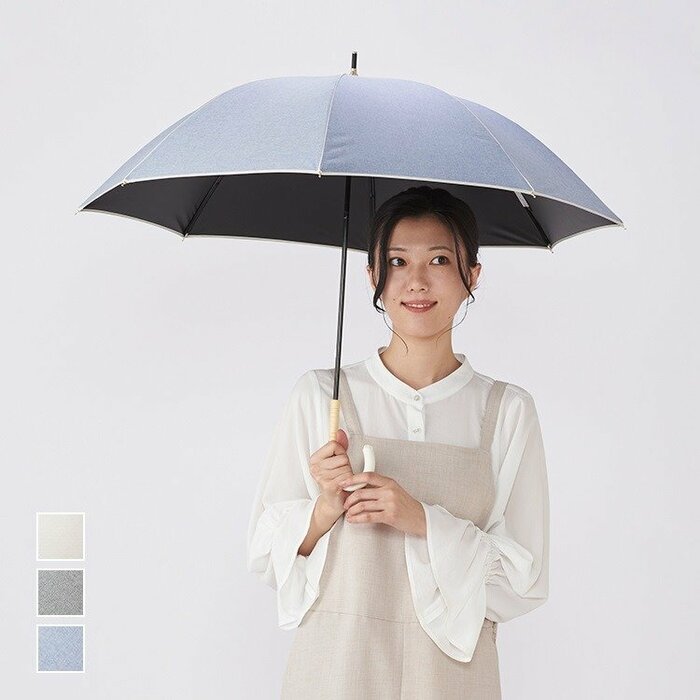 KEYUCA公式　長傘 遮光パイピングシャンブレー