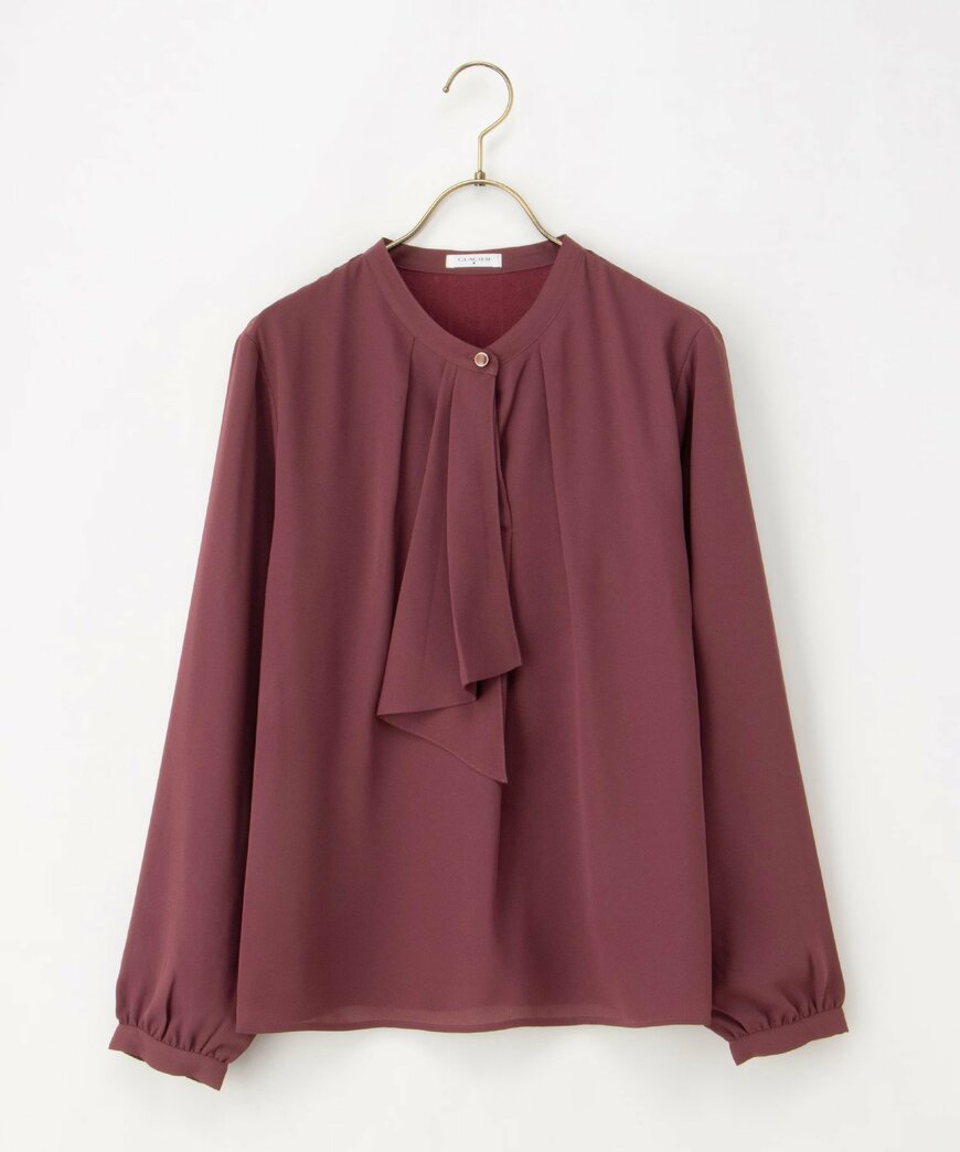 あったか裏地ボウタイブラウス