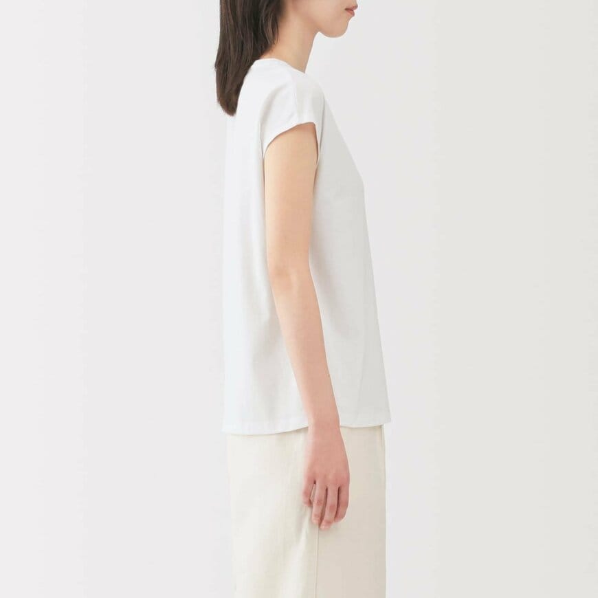 無印良品公式 婦人 天竺編みフレンチスリーブTシャツ(横)