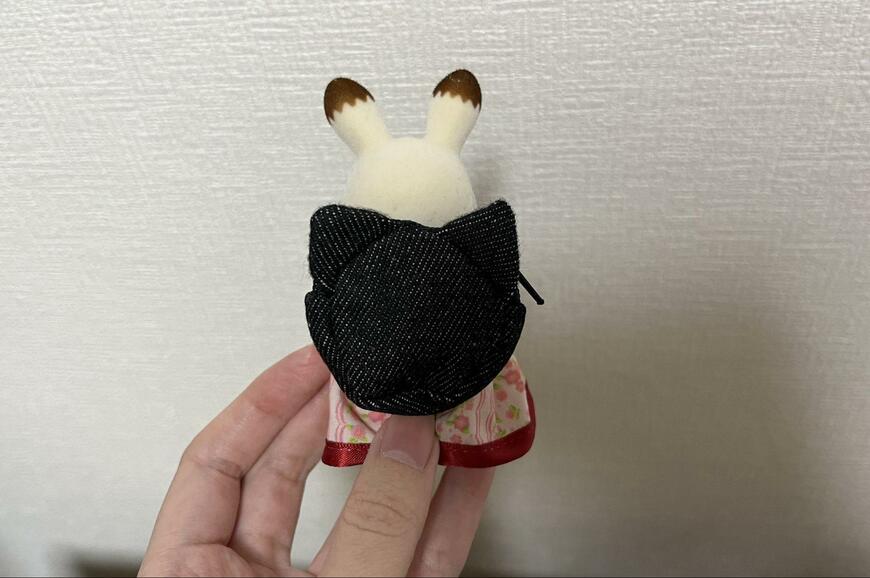 セリア、ぬいぐるみ小物 アニマルリュック デニム商品使用例画像