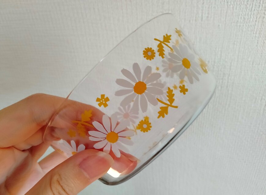 筆者撮影（セリア、クリアボウル1P レトロフラワー）