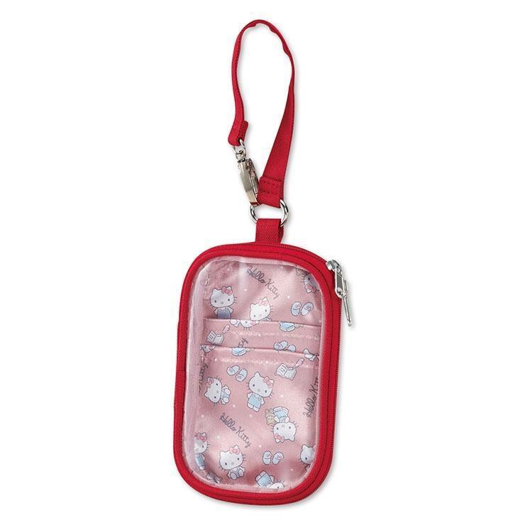 アクリルスタンドやぬいぐるみを入れたらかわいい！クリア仕様です／出所：しまむら公式オンラインストア マルチポーチ（ハローキティ）