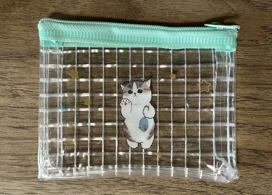 筆者撮影（セリア、mofusand ミニメッシュポーチ）